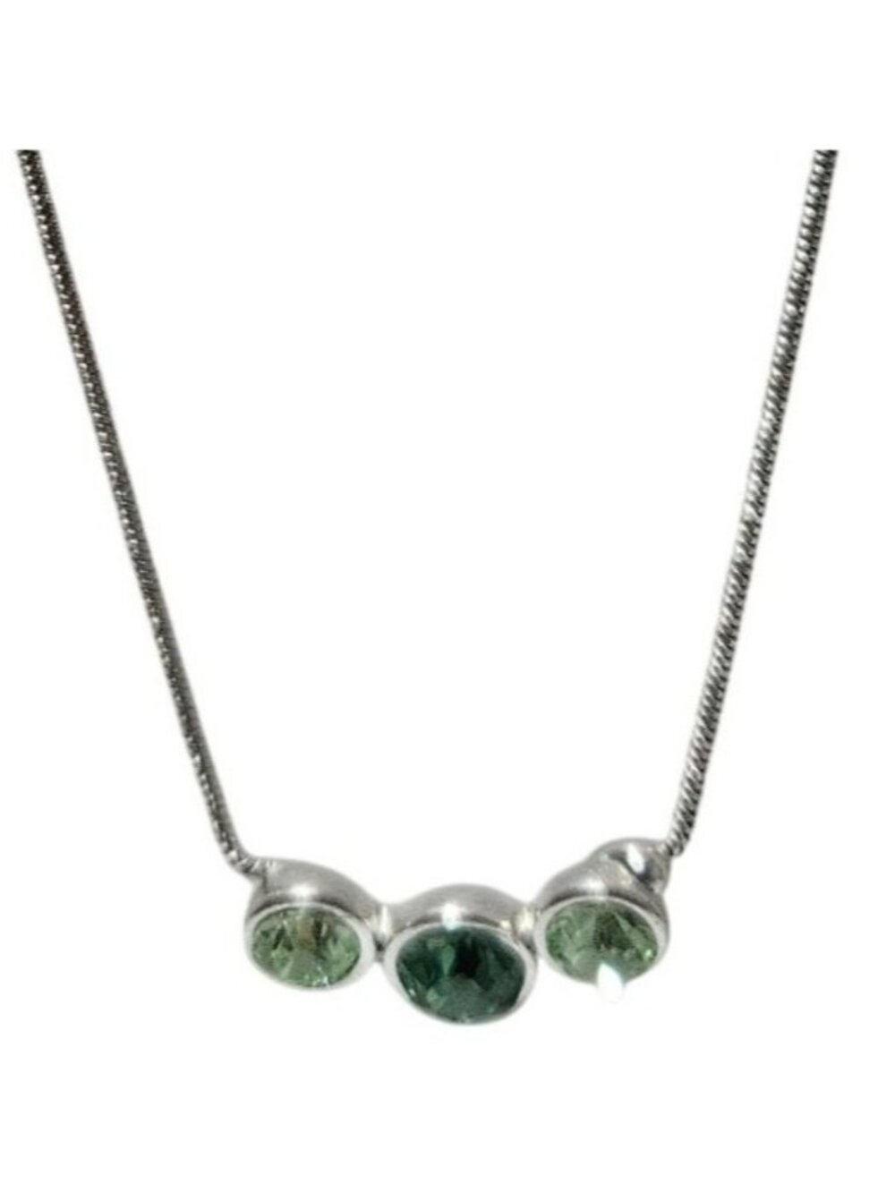 Claires Y2K Necklace Emerald Green Rhinestone Triple Stone Silver Tone Prom